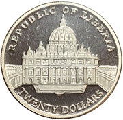 20 Dollars Pope John Paul II obverse image