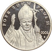 20 Dollars Pope John Paul II, Liberia, 2001 reverse image