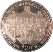 20 Dollars First Continental Congress, Liberia, 2001 reverse image