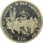 20 Dollars D-Day Landing, Liberia, 2001 reverse image