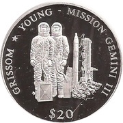 20 Dollars Mission Gemini III, Liberia, 2001 reverse image