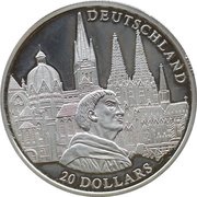 20 Dollars Germany, Liberia, 2001 reverse image