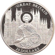 20 Dollars Great Britain, Liberia, 2001 reverse image