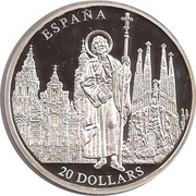 20 Dollars Spain, Liberia, 2001 reverse image