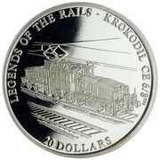 20 Dollars Krokodil CE 6/8''', Liberia, 2001 reverse image