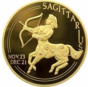 20 Dollars Sagittarius, Liberia, 2002 reverse image