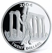 20 Dollars Athens Olympic Games - Tennis, Liberia, 2004 reverse image