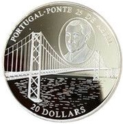 20 Dollars Ponte 25 de Abril, Liberia, 2004 reverse image