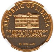25 Dollars 75th Birthday of President Tubman obverse image