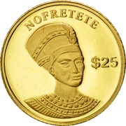 25 Dollars Nefertiti, Liberia, 2000 reverse image