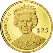 25 Dollars Queen Elizabeth II, Liberia, 2000 reverse image