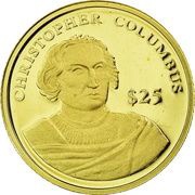 25 Dollars Christopher Columbus, Liberia, 2000 reverse image