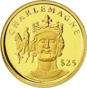 25 Dollars Charlemagne, Liberia, 2000 reverse image