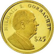 25 Dollars Mikhail Gorbachev, Liberia, 2000 reverse image