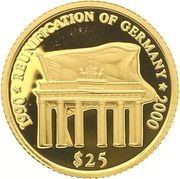 25 Dollars Reunification of Germany, Liberia, 2000 reverse image