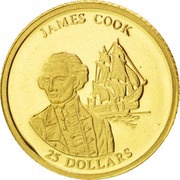 25 Dollars James Cook, Liberia, 2001 reverse image