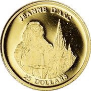 25 Dollars Jeanne d'Arc, Liberia, 2001 reverse image