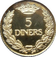 5 Diners Golden Eagle - Gold Bullion, Andorra, 1995 reverse image