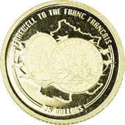 25 Dollars French Franc, Liberia, 2002 reverse image