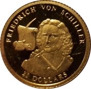 25 Dollars Friedrich von Schiller, Liberia, 2002 reverse image