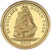 25 Dollars Gorch Fock, Liberia, 2003 reverse image