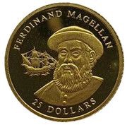 25 Dollars Ferdinand Magellan, Liberia, 2004 reverse image