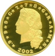 40 Dollars Flowing Hair Stella, Liberia, 2002 reverse image