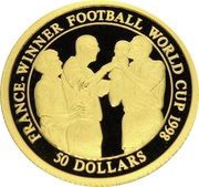 50 Dollars France - Winner Football World Cup, Liberia, 2005 reverse image