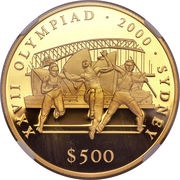 500 Dollars 2000 Olympic Games in Sydney, Liberia, 2000 reverse image