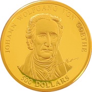 500 Dollars Johann Wolfgang von Goethe, Liberia, 2001 reverse image