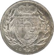 1 Frank - Johann II, Liechtenstein, 1924 reverse image