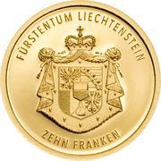 10 Franken - Anton Florian 300 Year Liechtenstein reverse image