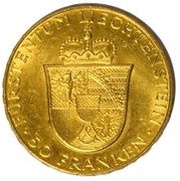 50 Franken - Franz Josef II Franz Josef II and Princess Gina reverse image