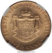50 Franken - Franz Josef II National Bank reverse image