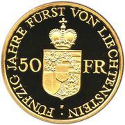 50 Franken - Franz Josef II Anniversary of Reign reverse image