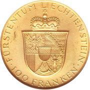 100 Franken - Franz Josef II Franz Josef II and Princess Gina reverse image