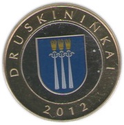 2 Litai Druskininkai; colourized reverse image
