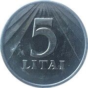 5 Litai, Lithuania, 1991 reverse image