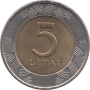 5 Litai, Lithuania, 1998-2014 reverse image