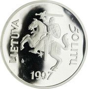 50 Litų 450th Anniversary of the first Lithuanian book obverse image