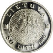 50 Litų Kęstutis, the Grand Duke of Lithuania obverse image