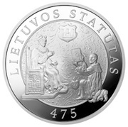 50 Litų 475th Anniversary of the First Statute of Lithuania reverse image