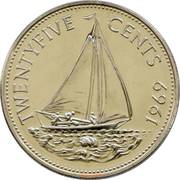 25 Cents - Elizabeth II, Bahamas, 1966-1970 reverse image