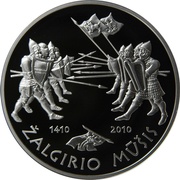 50 Litų 600th anniversary of the Battle of Grunwald, Lithuania, 2010 reverse image
