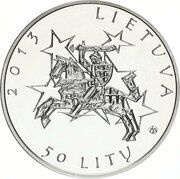 50 Litų Presidency of the European Union Council obverse image