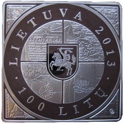 100 Litų 1st Map of Grand Duchy of Lithuania obverse image