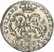1 Grossus - Carl of Saxony Mitau; curved shields with wreath reverse image