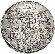 3 Grossus - Wilhelm Kettler Mitau; with shield reverse image