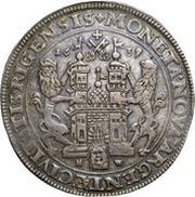 1 Dalderi - Christina 1st portrait, Livonia, 1639 reverse image