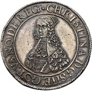 1 Dalderi - Christina 2nd portrait; large lettering obverse image